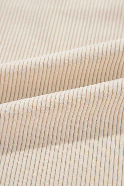 Parchment Houndstooth Corduroy Patchwork Flap Pocket Shacket