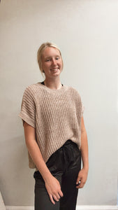 Oatmeal Cap Sleeve Sweater