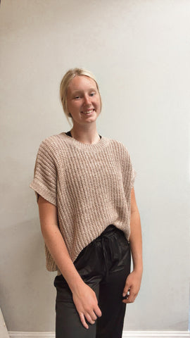 Oatmeal Cap Sleeve Sweater