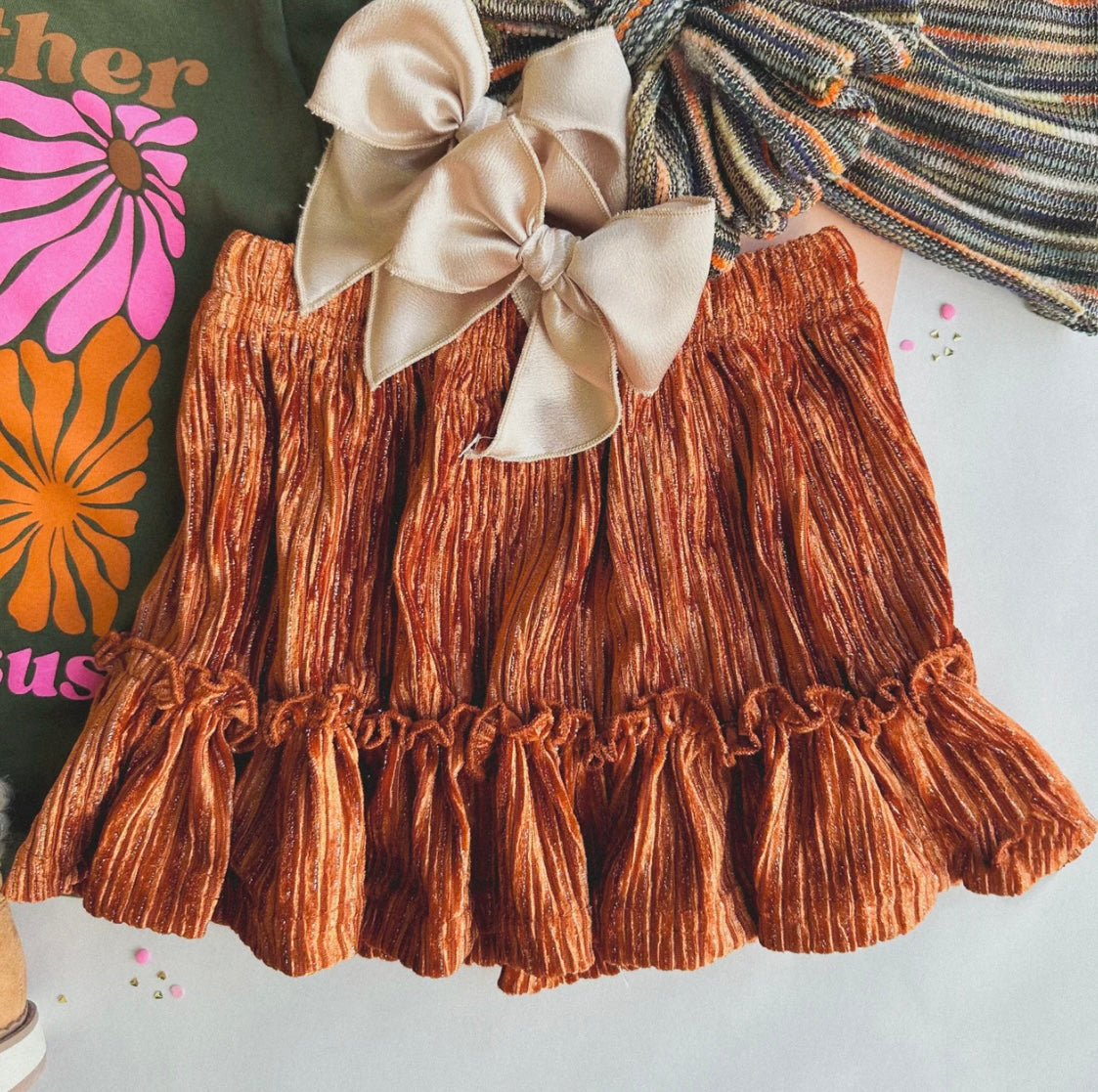 Pleated Rust Skirt