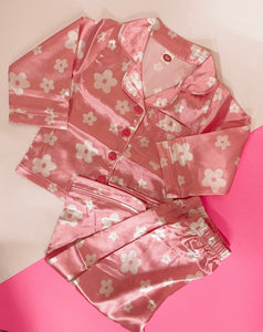 Pink Daisy Silky Long Pants Jammies