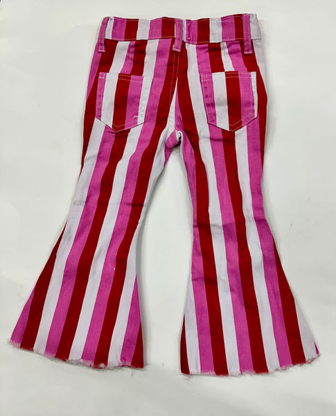 Pink Striped Denim Bells