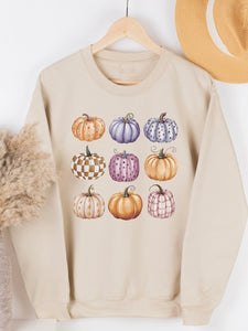 Patterned Pumpkin Graphic Sweatshirt