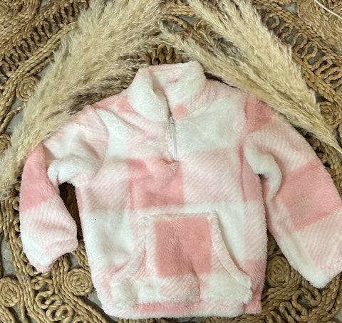 Pink Plaid Sherpa Quarter Zip