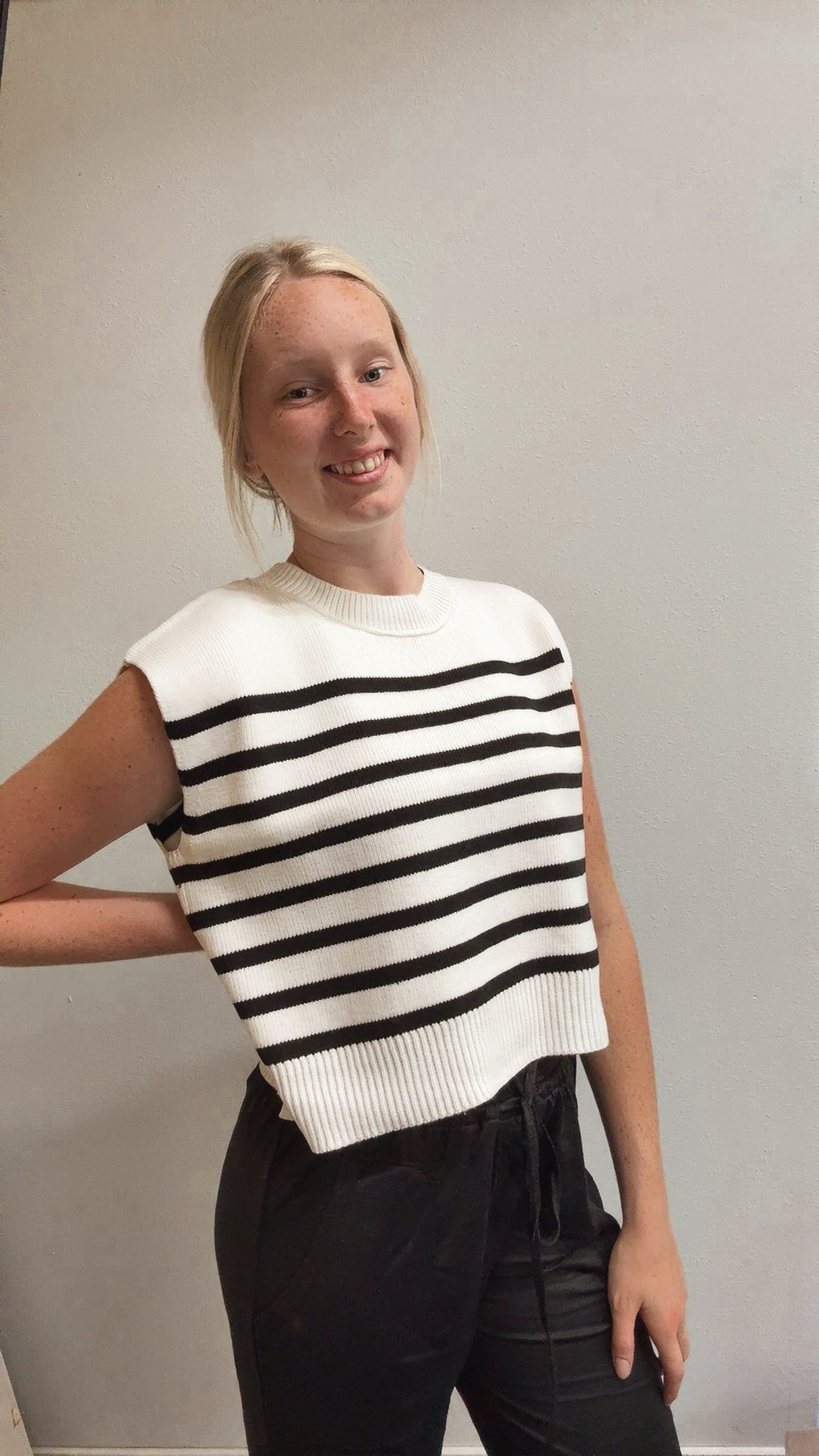 Striped Cap Sleeve Sweater