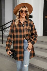 Women's Plaid Shirt Polished Long Sleeve Shirt