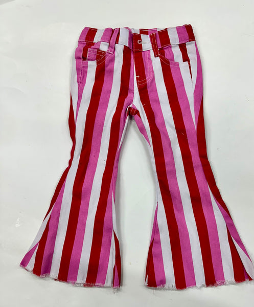 Pink Striped Denim Bells