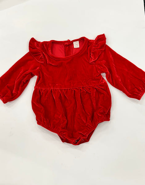 Red Velvet Ruffled  Romper