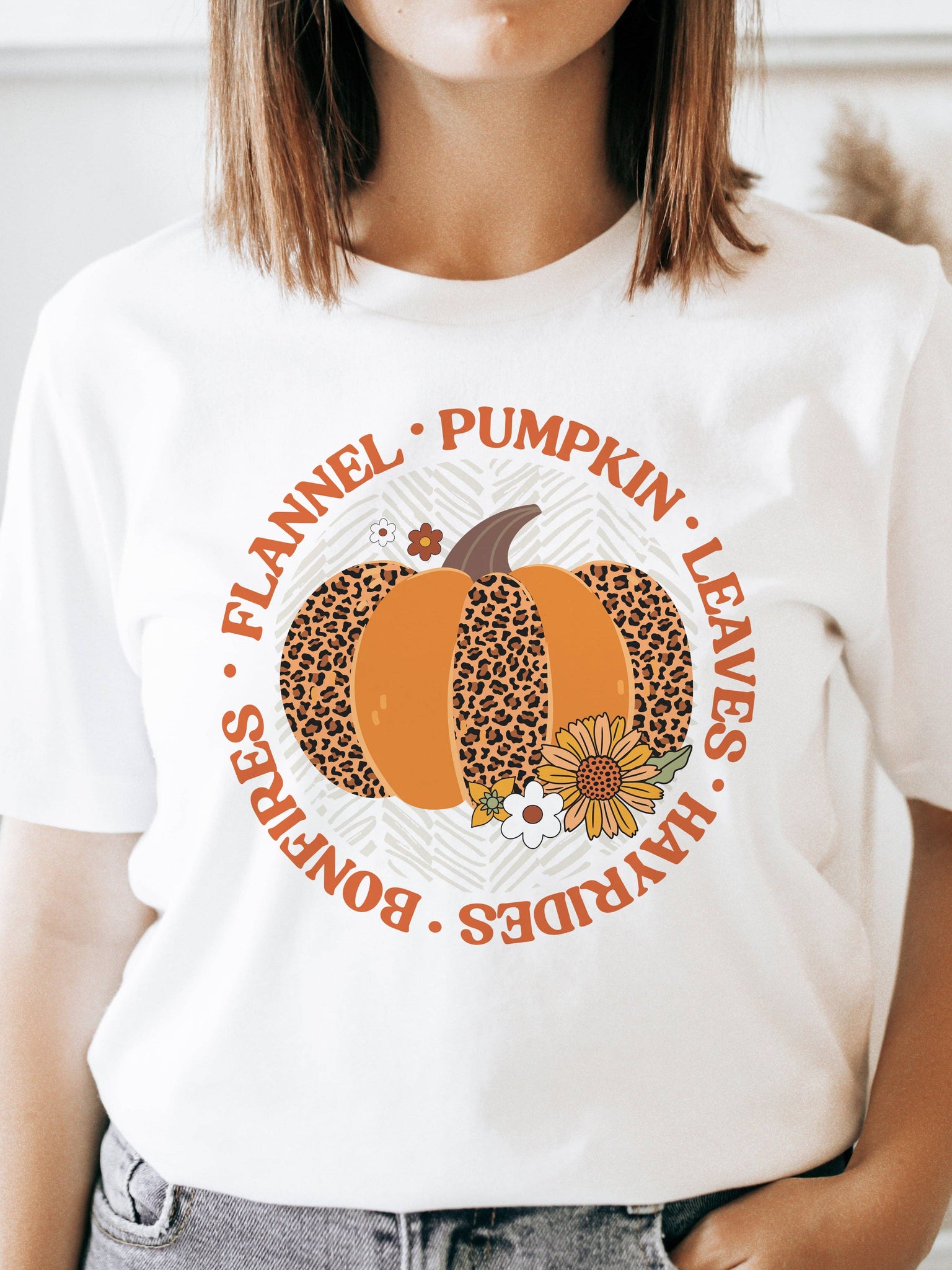 Flannel Hayrides Pumpkins Graphic Tee