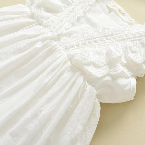 White Lined Cotton Dress