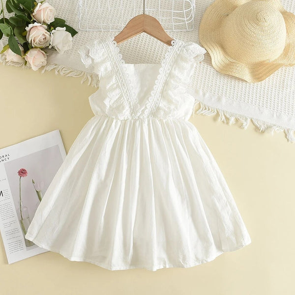 White Lined Cotton Dress