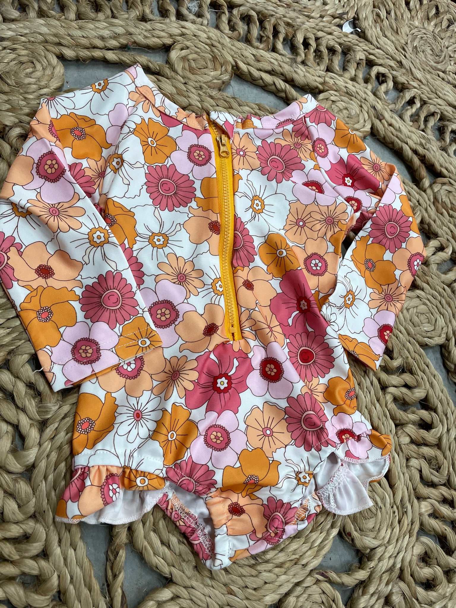 Retro Floral Zip Up Swimsuit