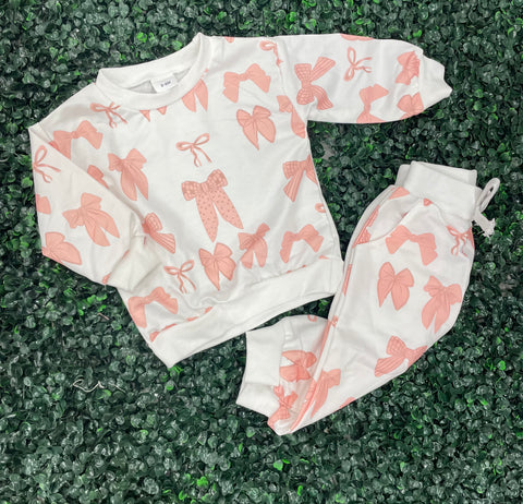 Pink Bow Jogger Set