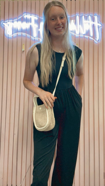 Black Flowy Jumpsuit with Pockets