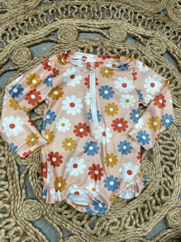 Daisy Floral Long Sleeve Swim