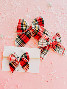 Red Plaid Small Bow