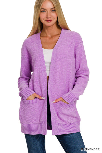 Melange Open Front Cardigan