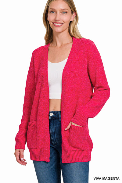 Melange Open Front Cardigan