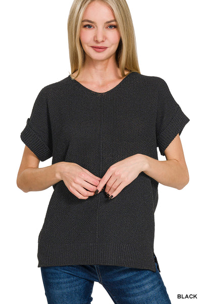Zenana Center Seam Short Sleeve Sweater