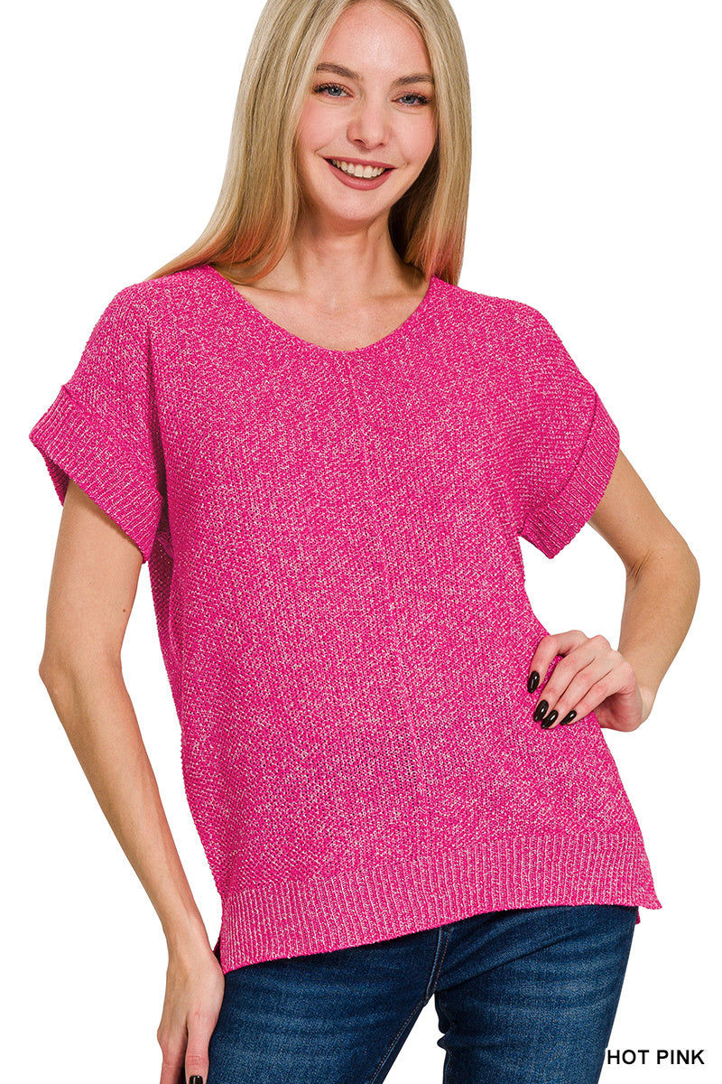 Zenana Center Seam Short Sleeve Sweater