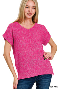 Zenana Center Seam Short Sleeve Sweater
