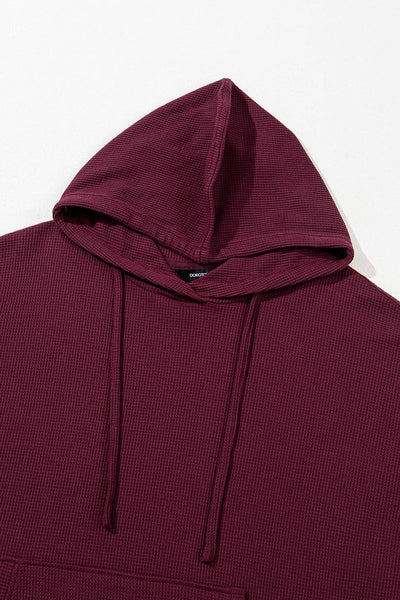 Waffle Knit Fleece Lined High Low Oversized Hoodie