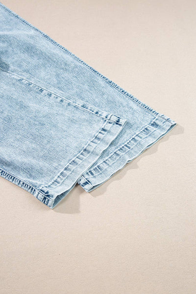 Myosotis Mineral Wash Drawstring Waist Loose Straight Denim Pants