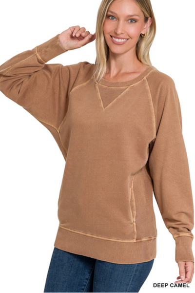 Pigment Dyed French Terry Pullover with Pockets