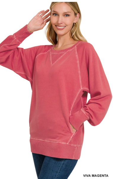 Pigment Dyed French Terry Pullover with Pockets