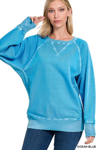 Pigment Dyed French Terry Pullover with Pockets