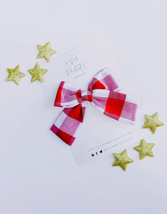 Large Red Gingham Pinwheel Bow
