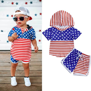 Red, White, Blue Hooded Set