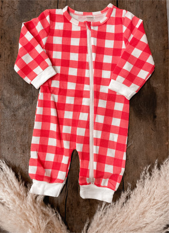 Christmas Plaid Thermal Romper