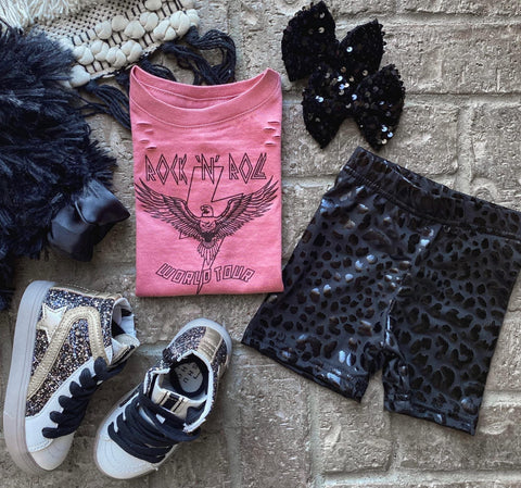 Leopard Pleather Biker shorts