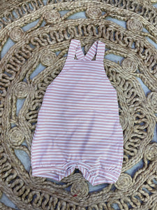 Pink striped button romper