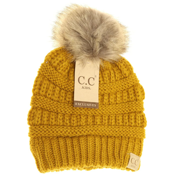 CC Beanie Kids Fur Pom