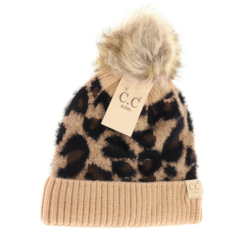 CC Beanie Kids Leopard Pom