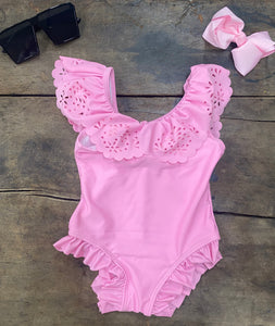 Pretty in Pink Ruffle Swimsuit