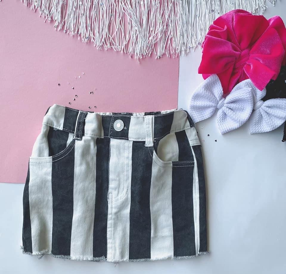 Striped Denim Skirt