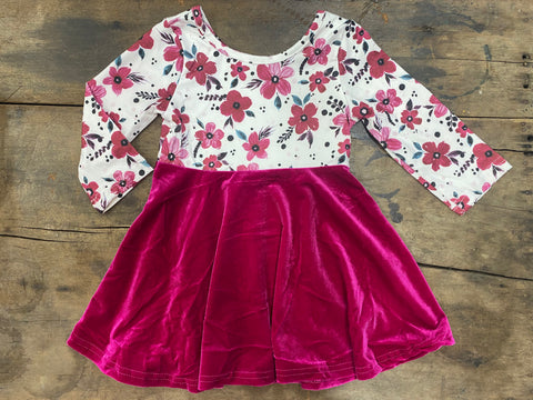 Floral & Velvet Dress