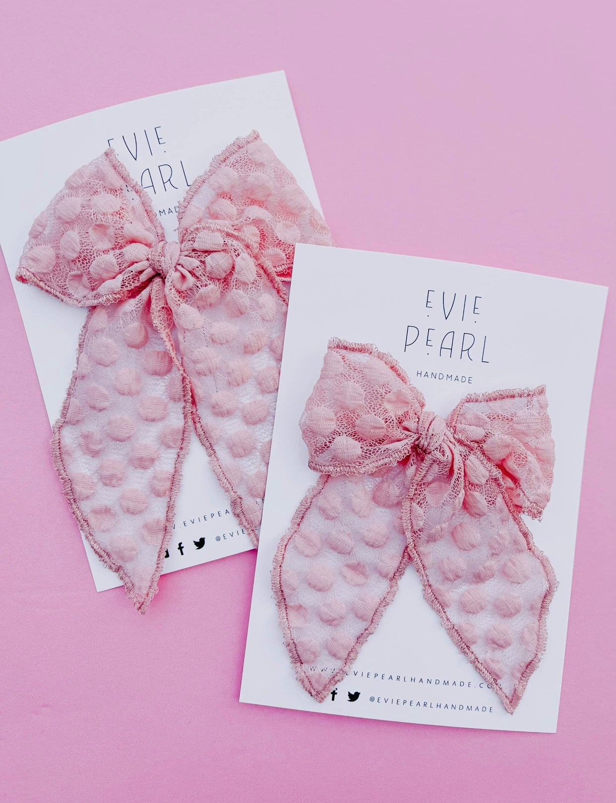 Pink Flocked Dot Bow