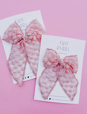 Pink Flocked Dot Bow