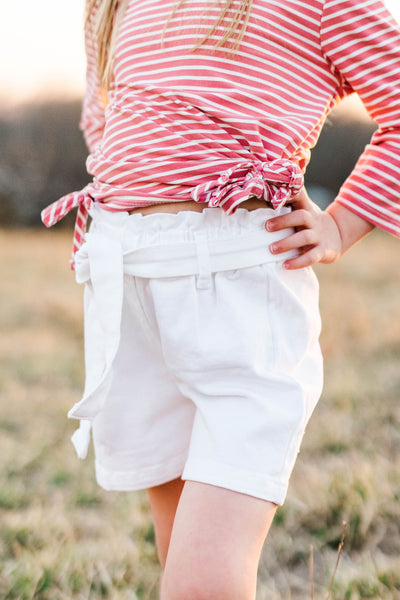 White Paperbag Shorts