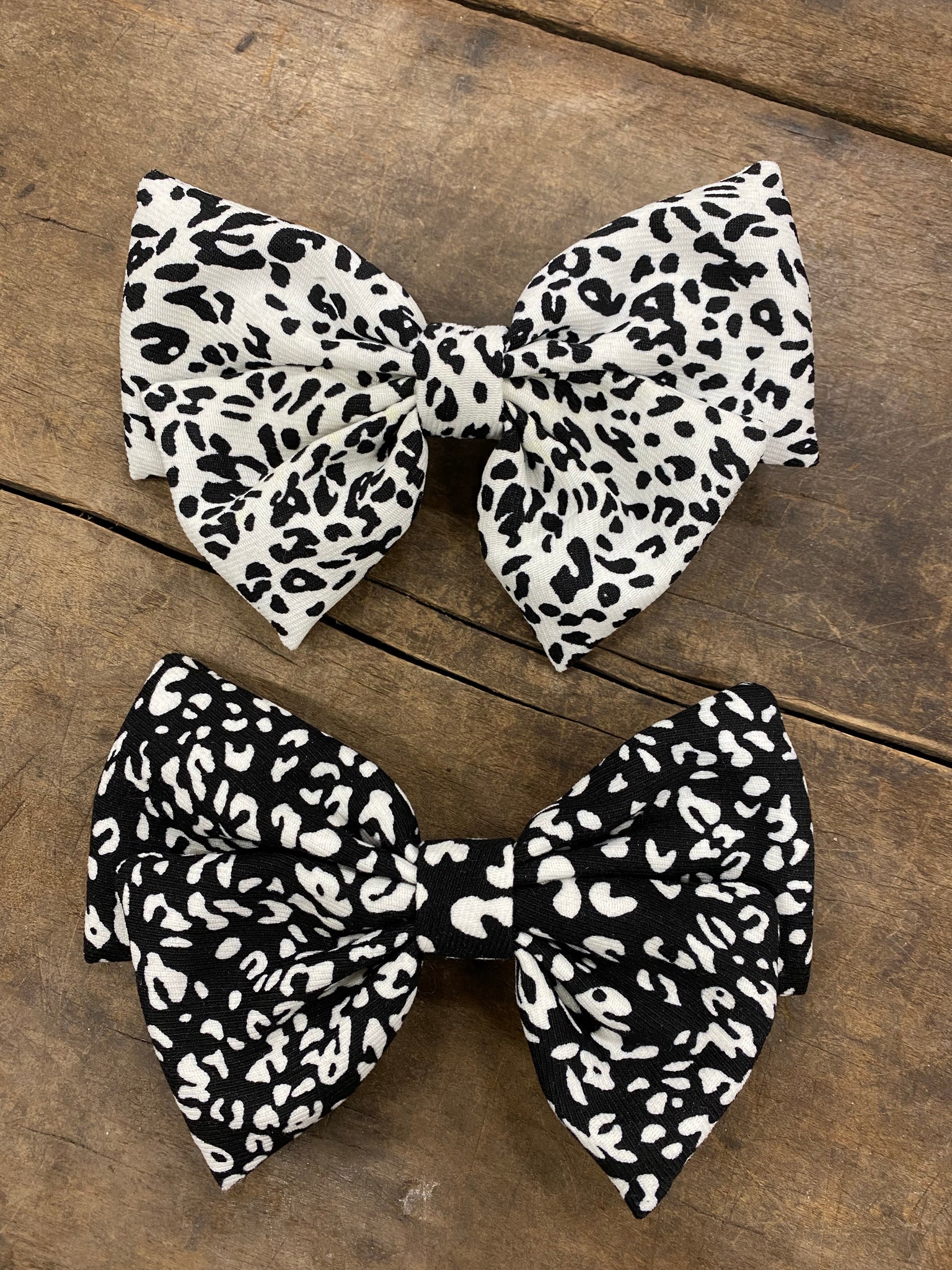 Black and White Leopard Bow