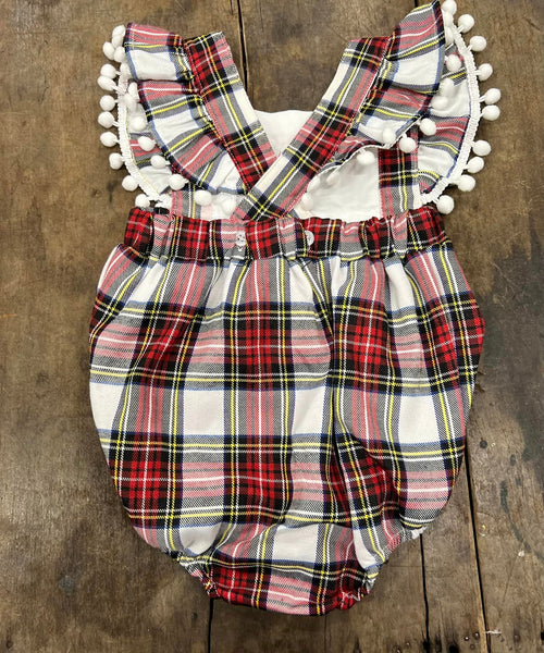 Christmas Romper with Pom pins