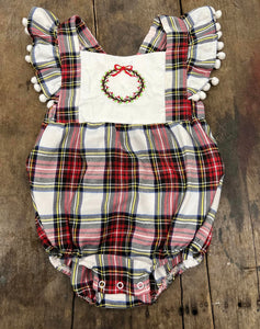 Christmas Romper with Pom pins